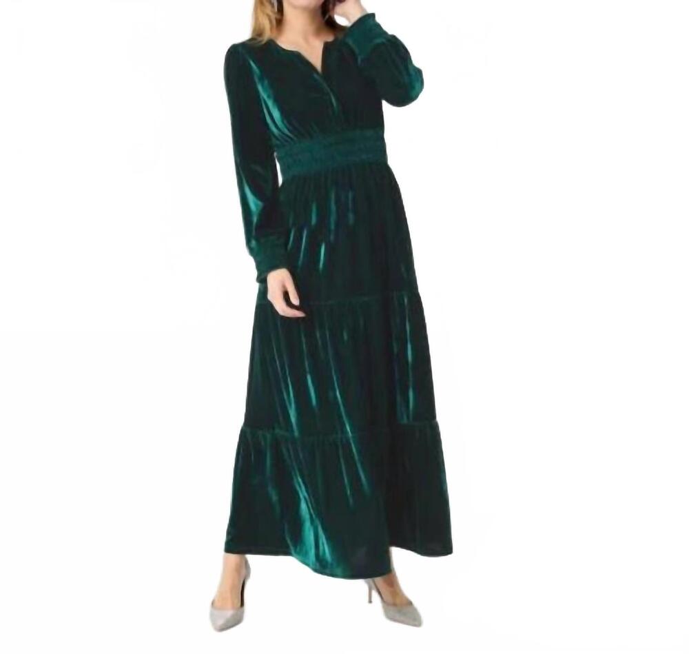 NEW COCO + CARMEN brigid velour dress in emerald